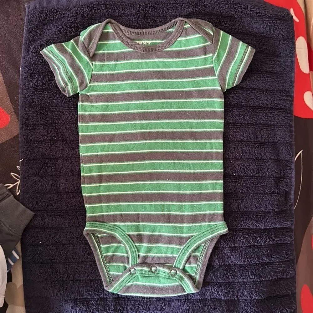 Carter’s Rompers Size 6 Months Short Sleeve Bodysuits Stripes Dinosaur Baby Boy